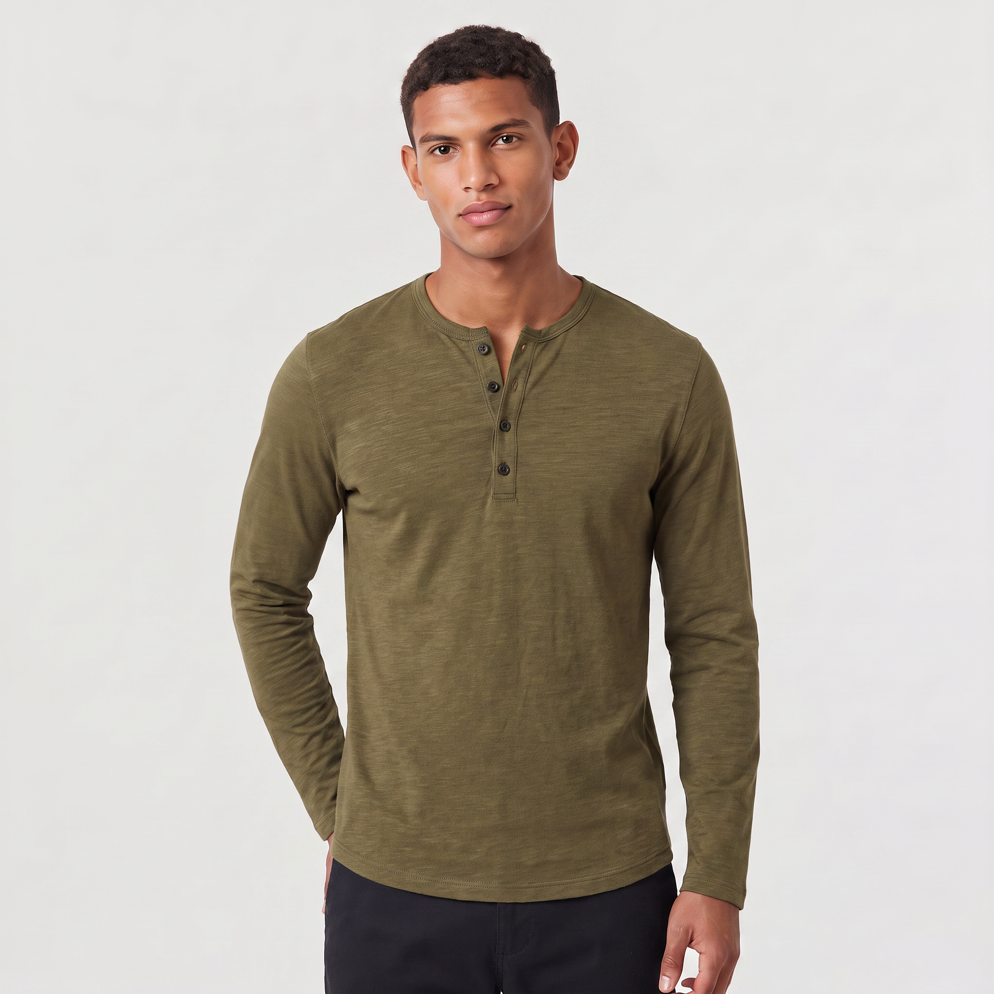 Men's Long-Sleeved Henley Shirt