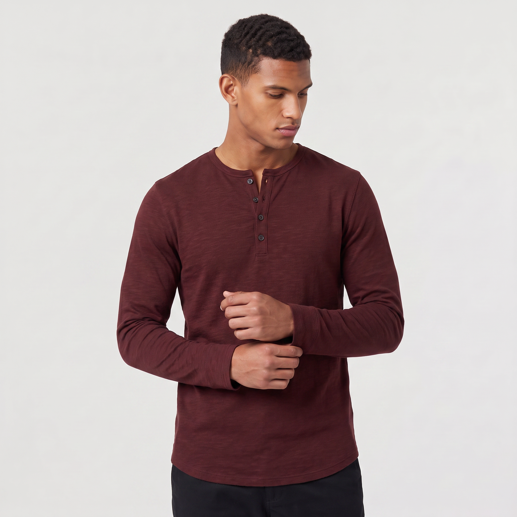 Men's Long-Sleeved Henley Shirt