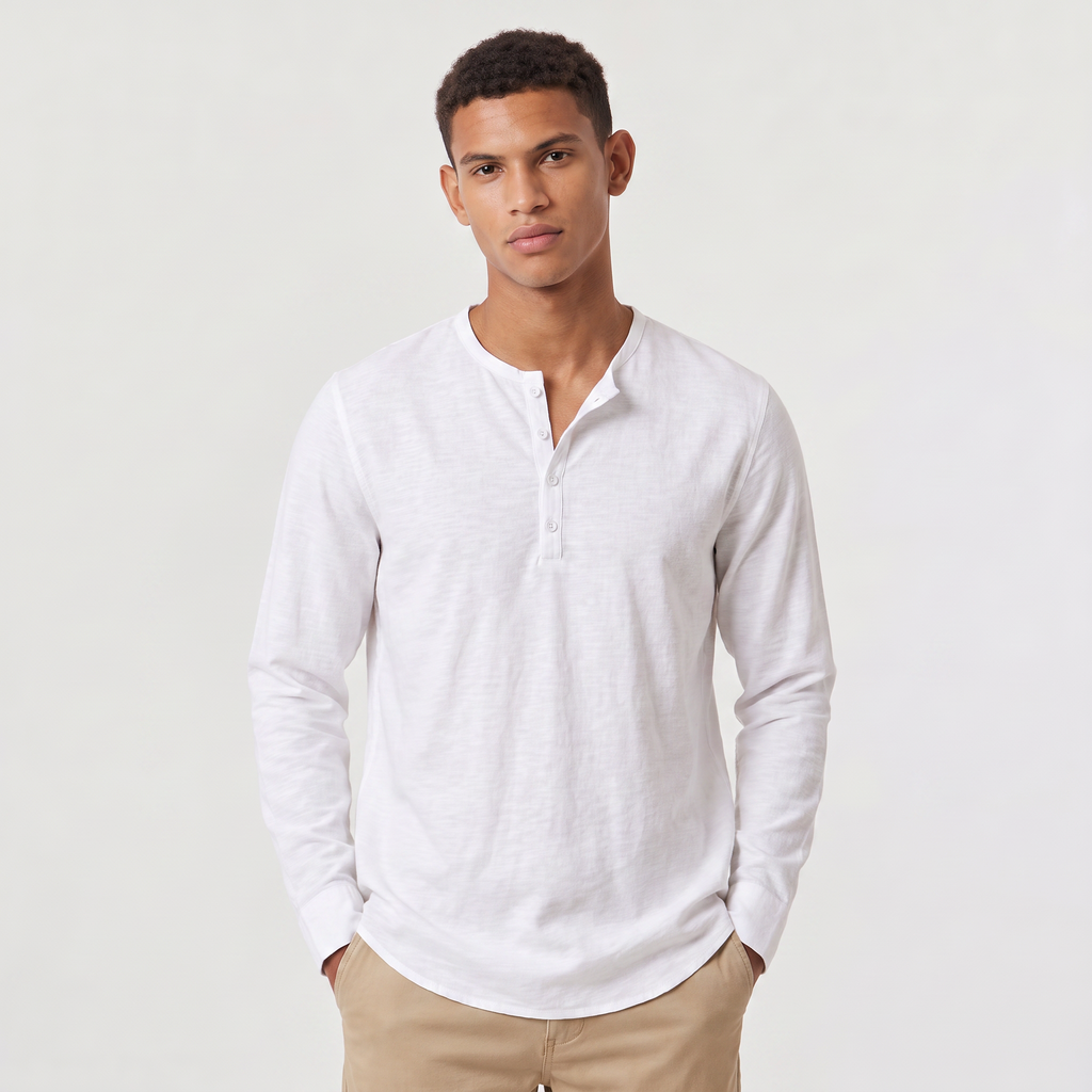 Men's Long-Sleeved Henley Shirt