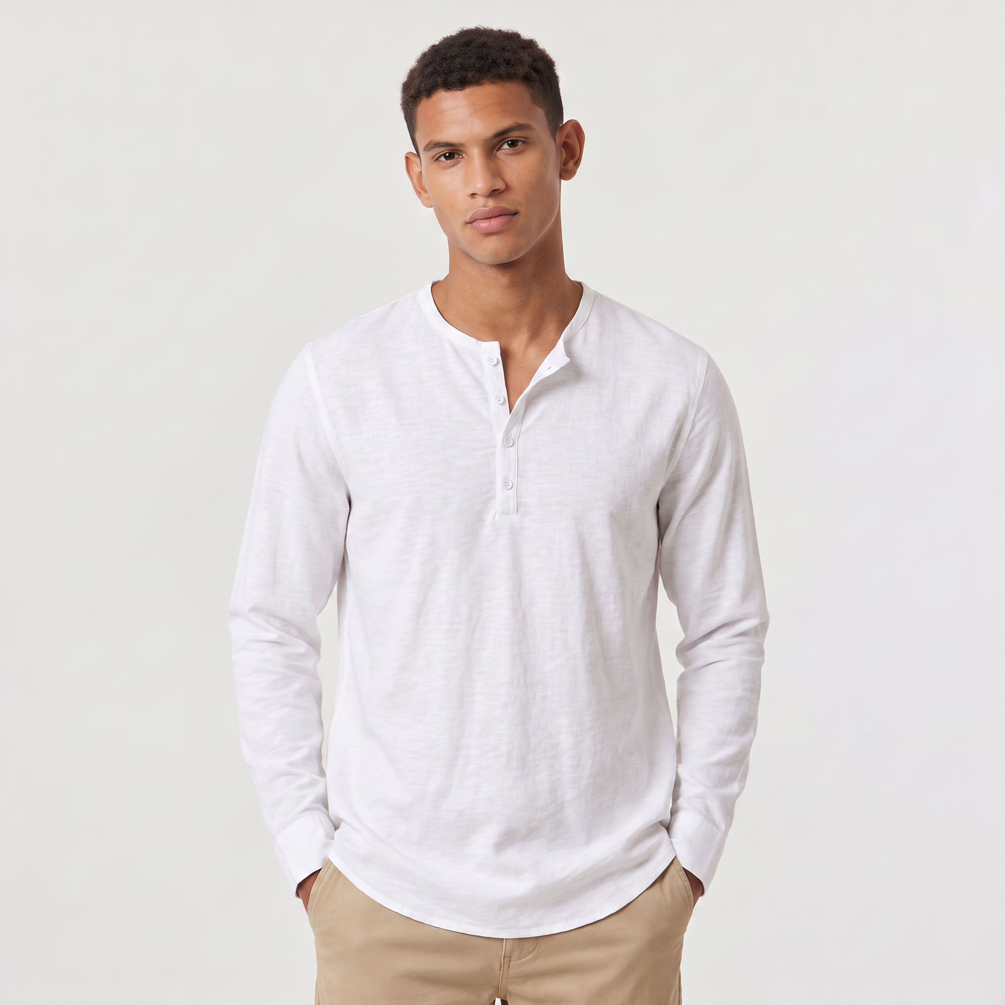 Men's Long-Sleeved Henley Shirt