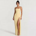 Women's Strapless Draped Maxi Dress