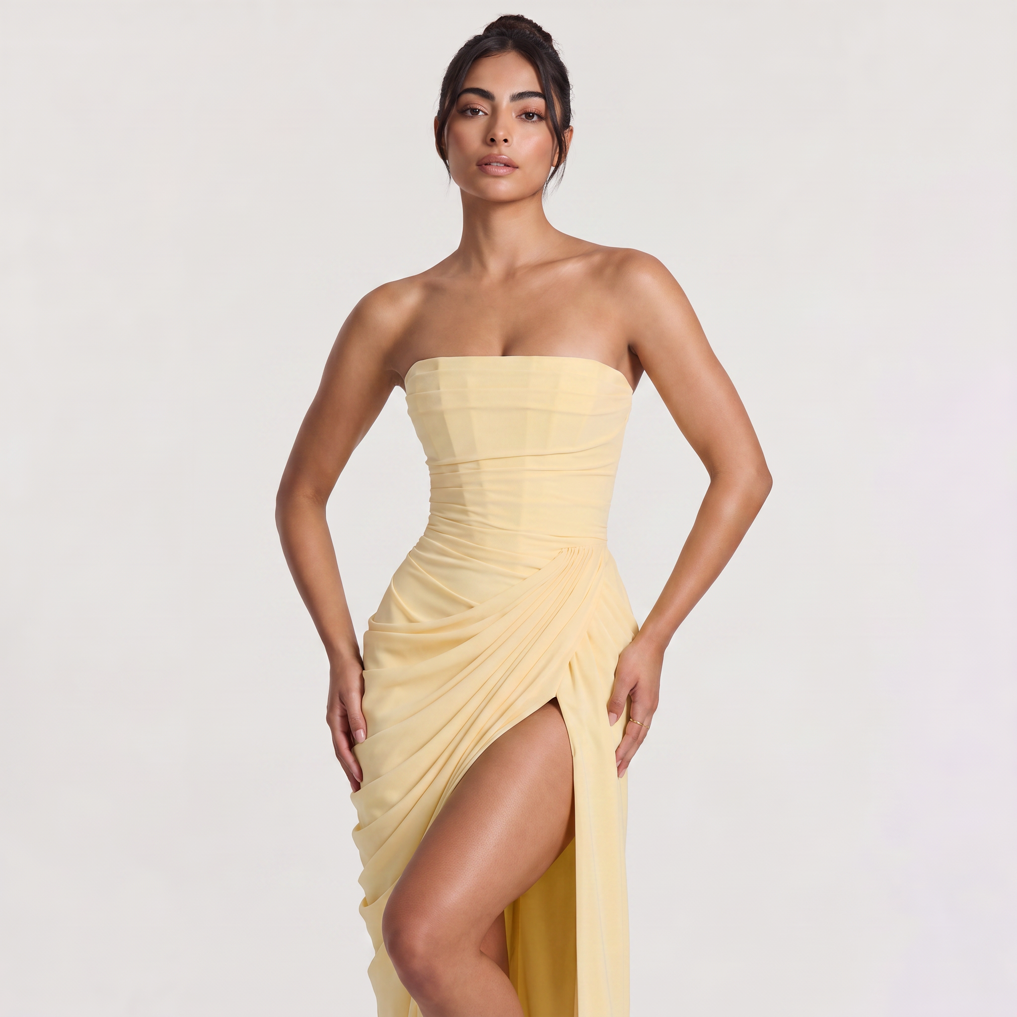 Women's Strapless Draped Maxi Dress