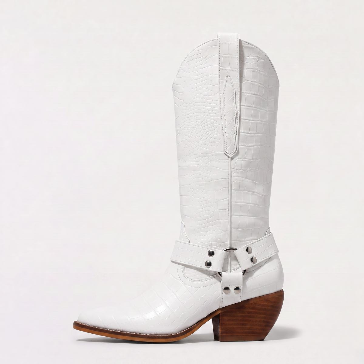 Women's Cow-Print Block Heel Cowboy Boots