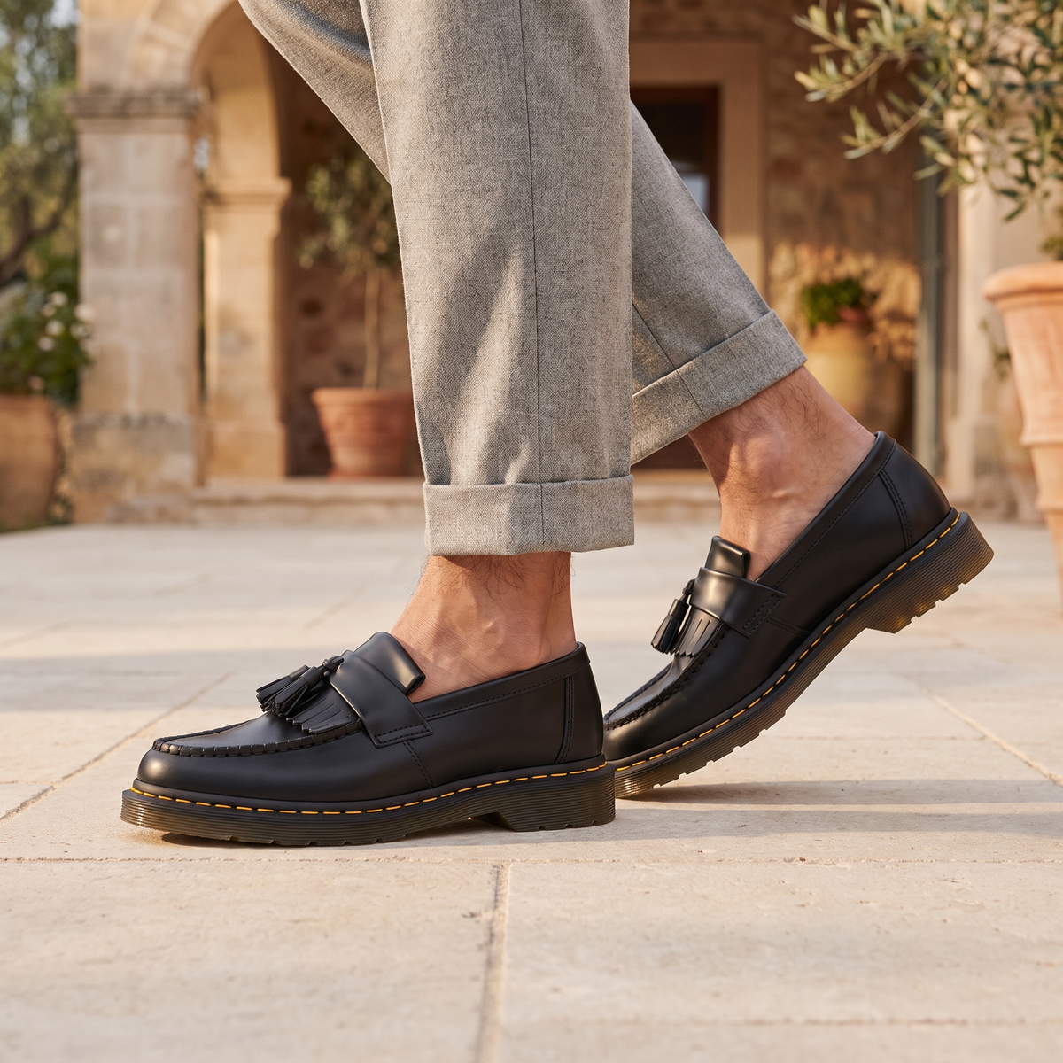 Men's Tassel Slip-On Loafers with Low Heel