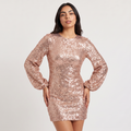 Women's Balloon Sleeves Sequin Mini Dress