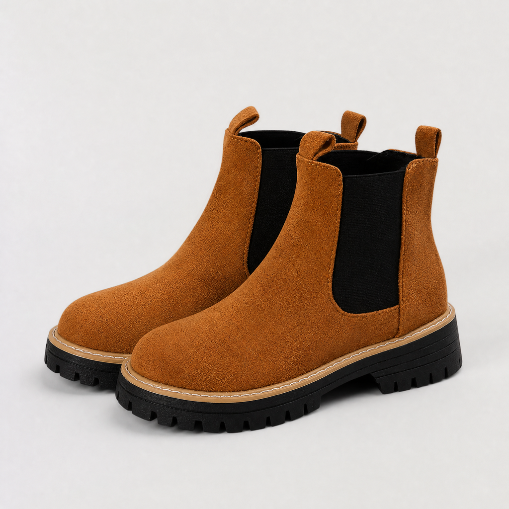 Women's Suede Block Heel Ankle Chealsea Boots