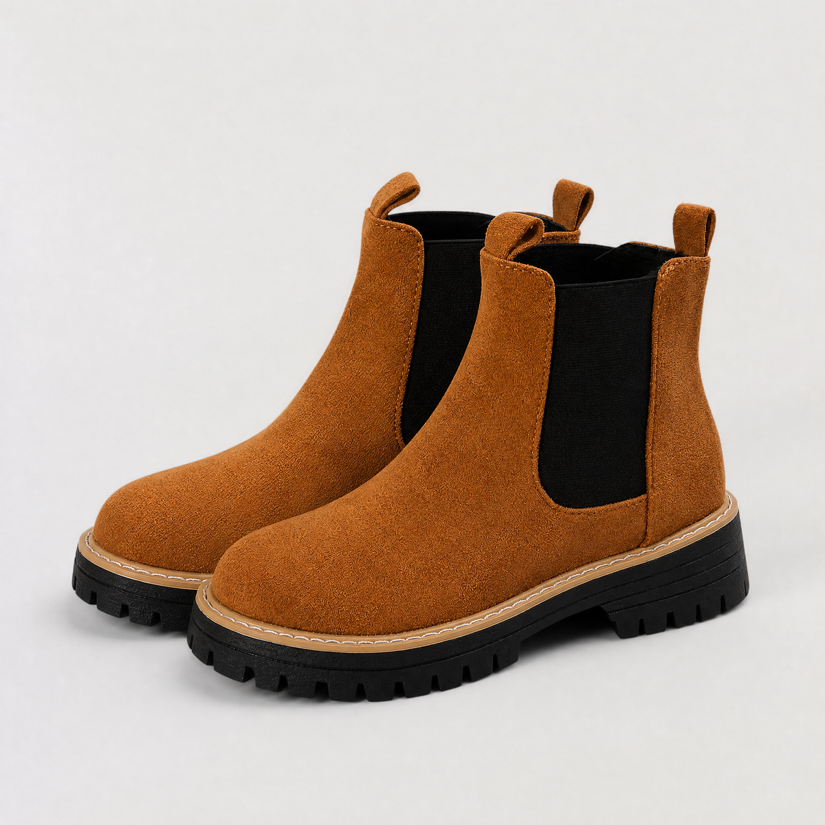 Women's Suede Block Heel Ankle Chealsea Boots
