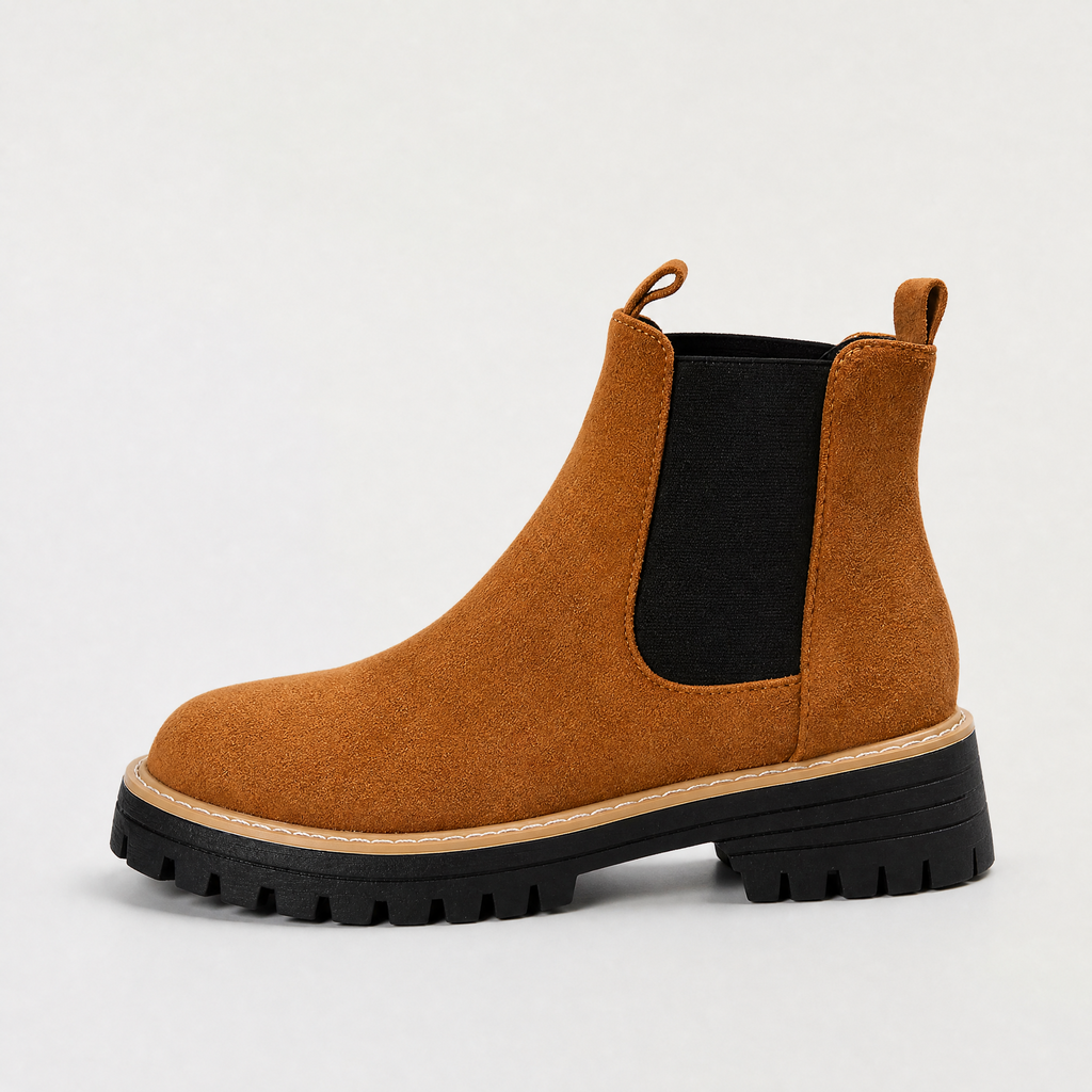Women's Suede Block Heel Ankle Chealsea Boots