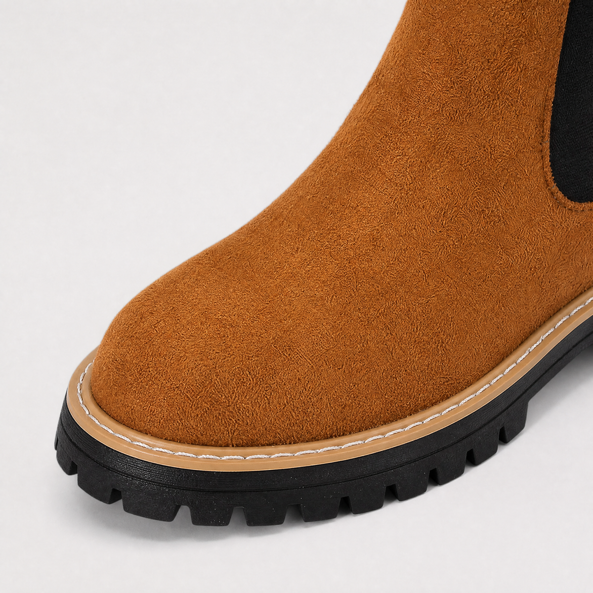 Women's Suede Block Heel Ankle Chealsea Boots