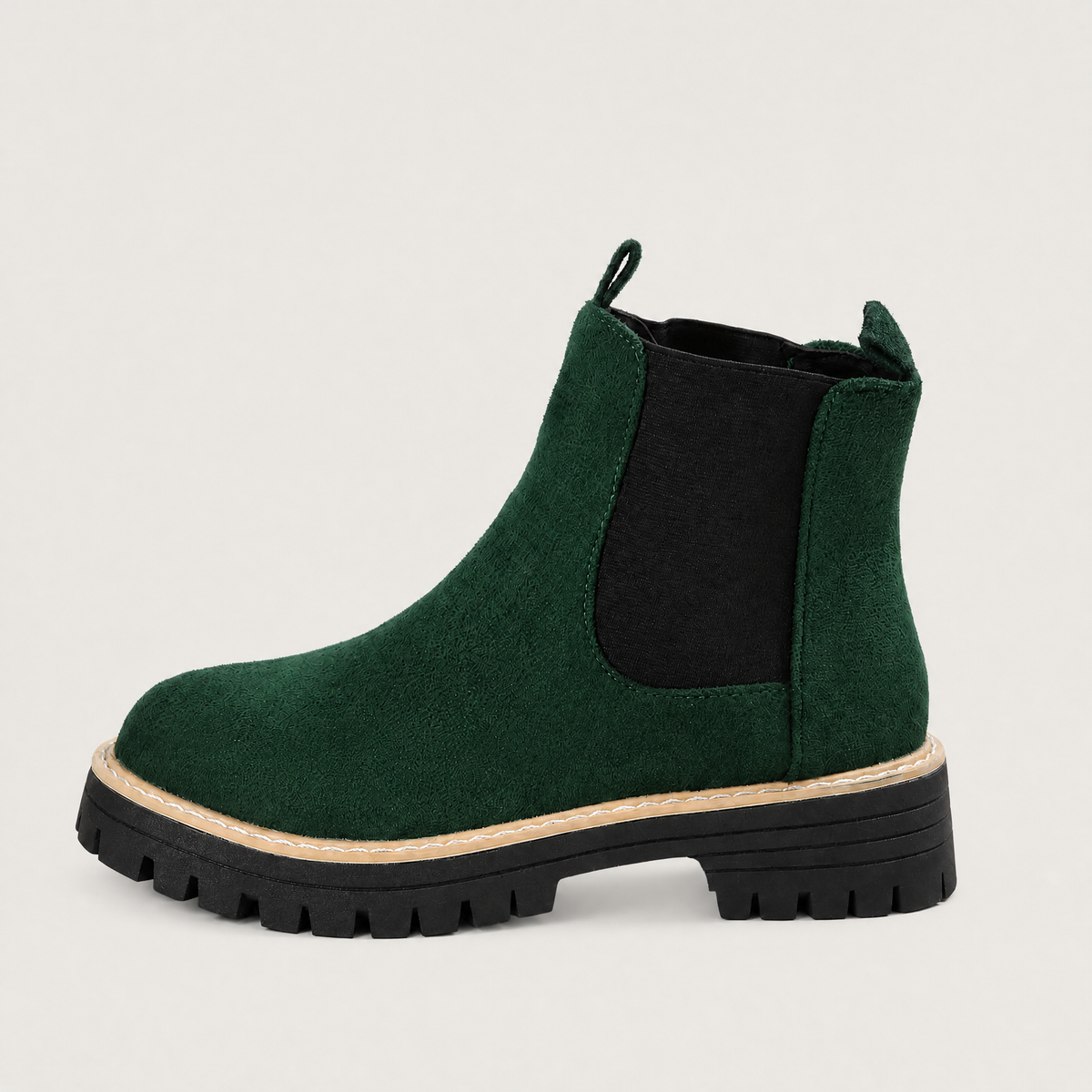 Women's Suede Block Heel Ankle Chealsea Boots