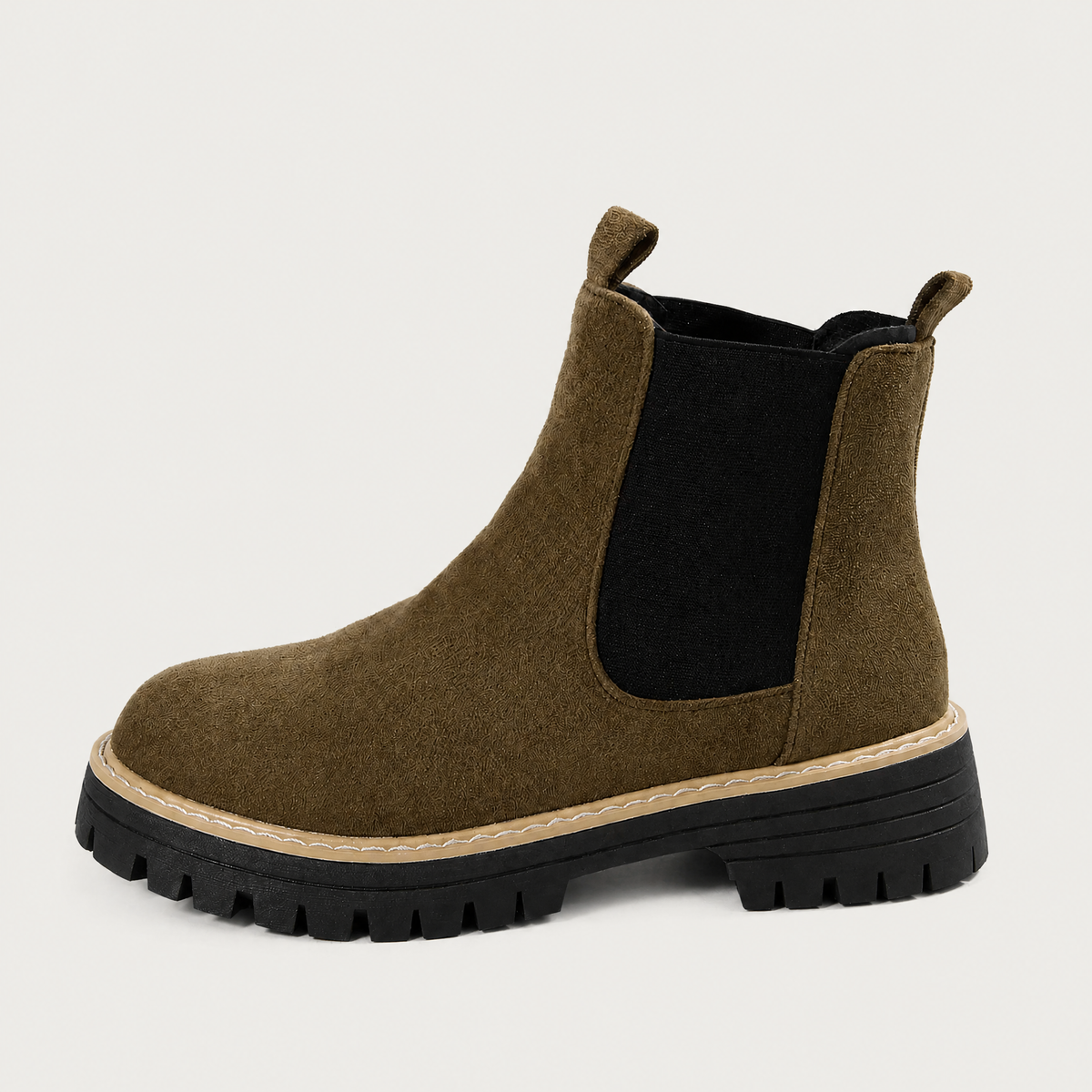 Women's Suede Block Heel Ankle Chealsea Boots