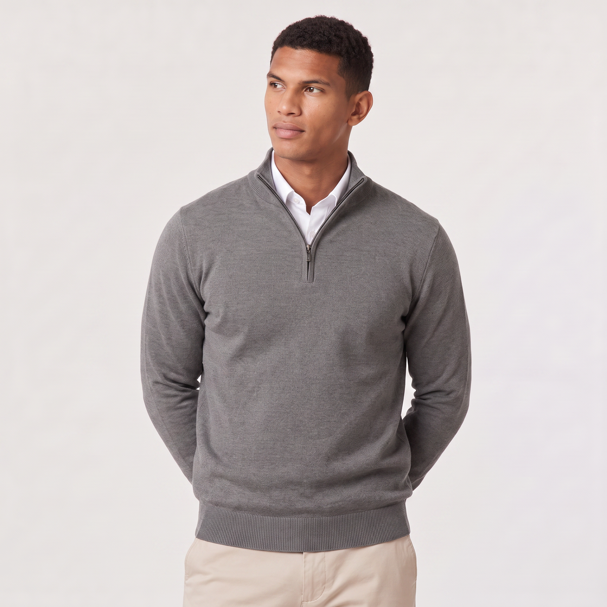 Men's Cotton Blend Quarter-Zip Knitted Jumper