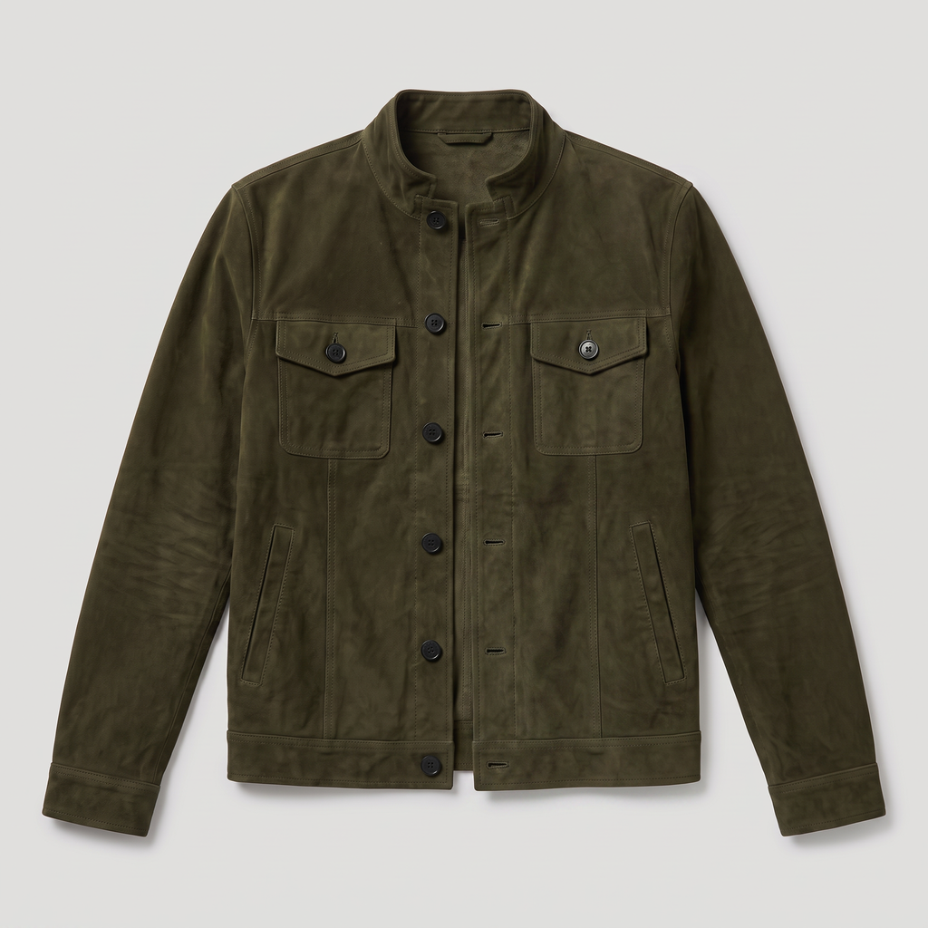 Men's Button-Up Suede-Look Trucker Jacket