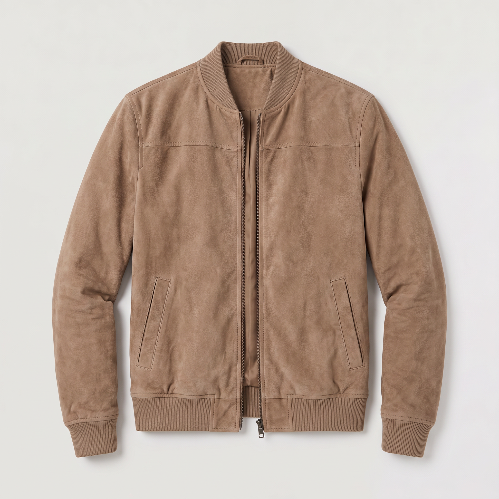 Men's Suede-Look Zip-Up Bomber Jacket