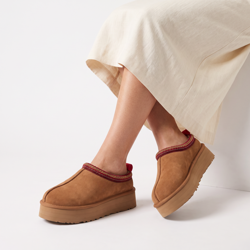 Women's Borg-Lined Platform Mule Slippers