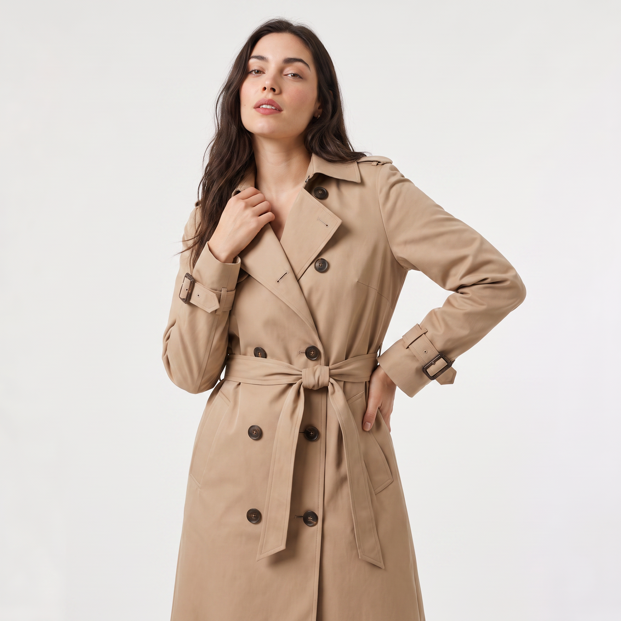 Women's Single Brested Belted Trench Coat