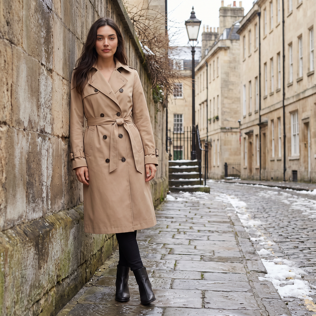 Women's Single Brested Belted Trench Coat