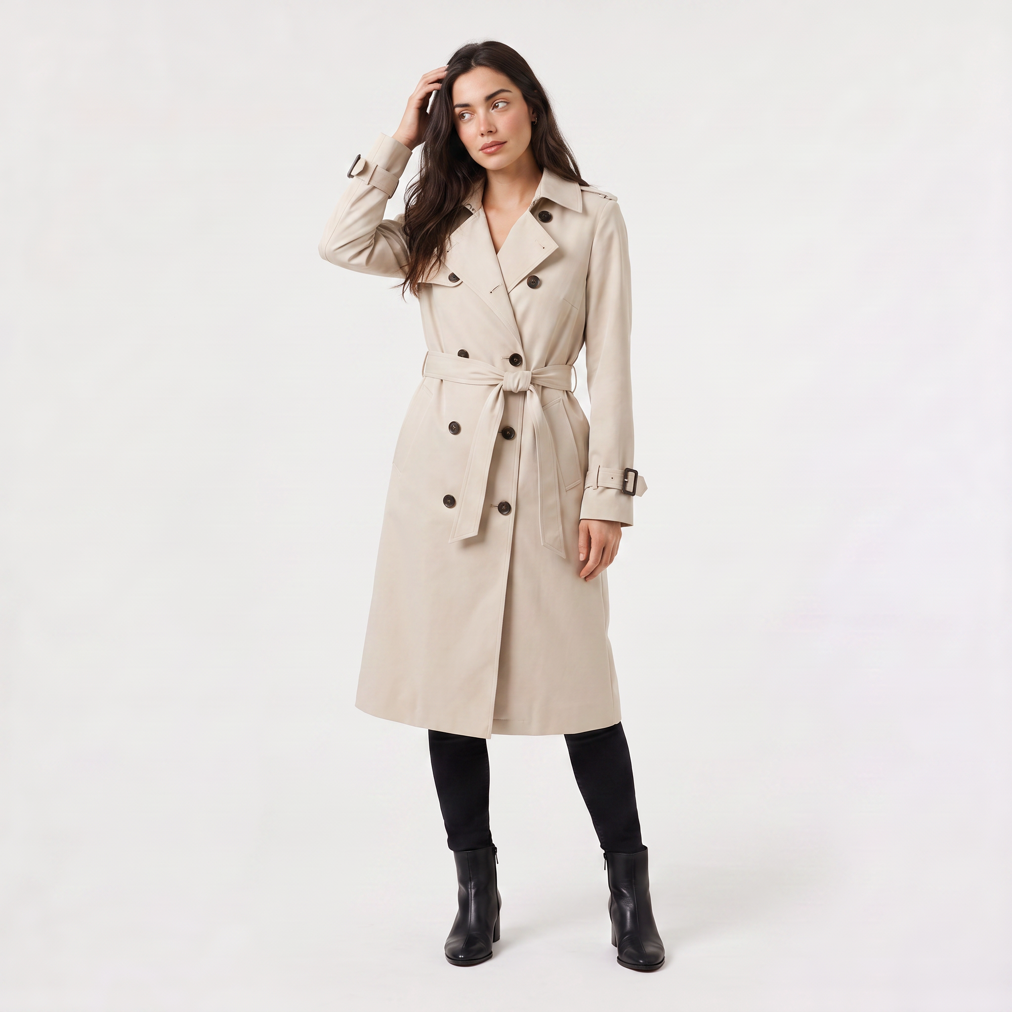 Women's Single Brested Belted Trench Coat