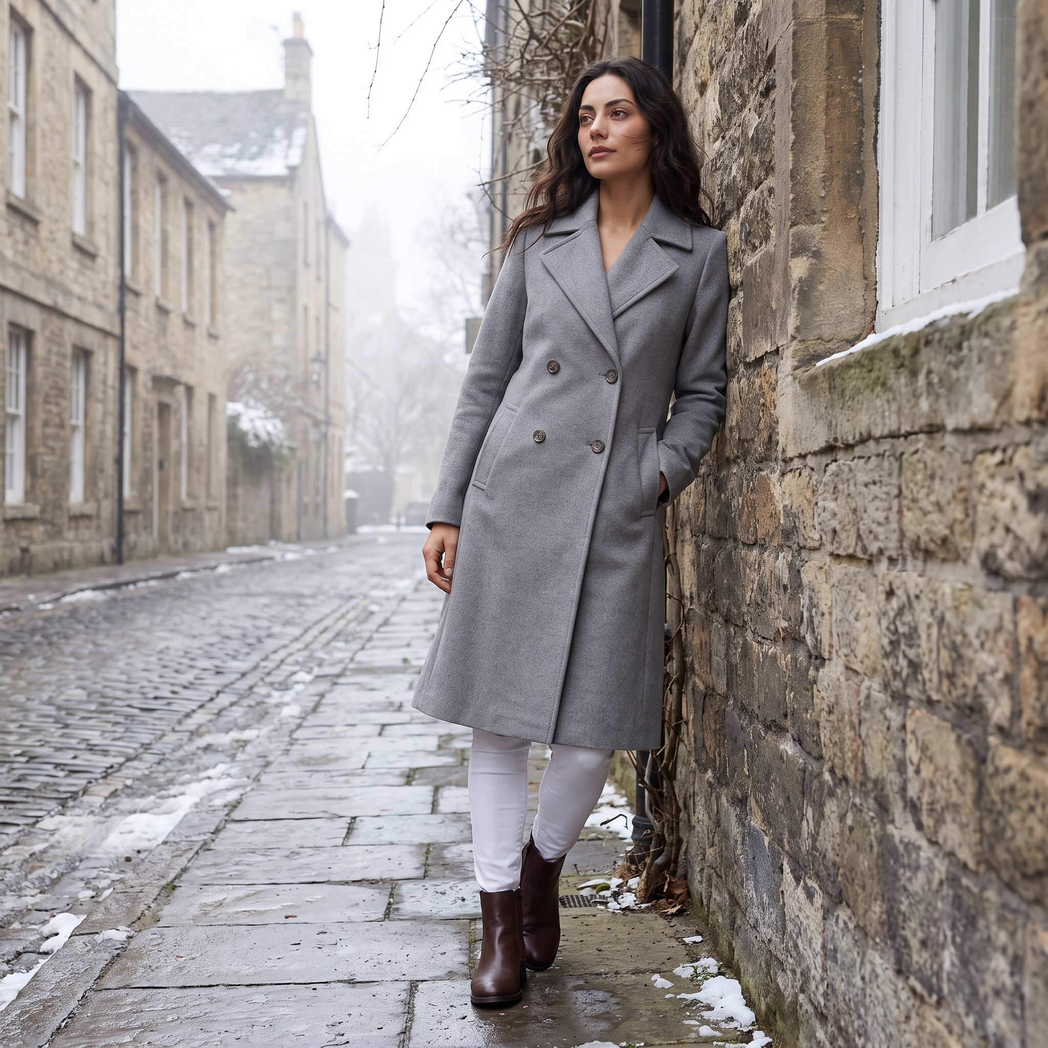 Women's Double-Breasted Long Coat
