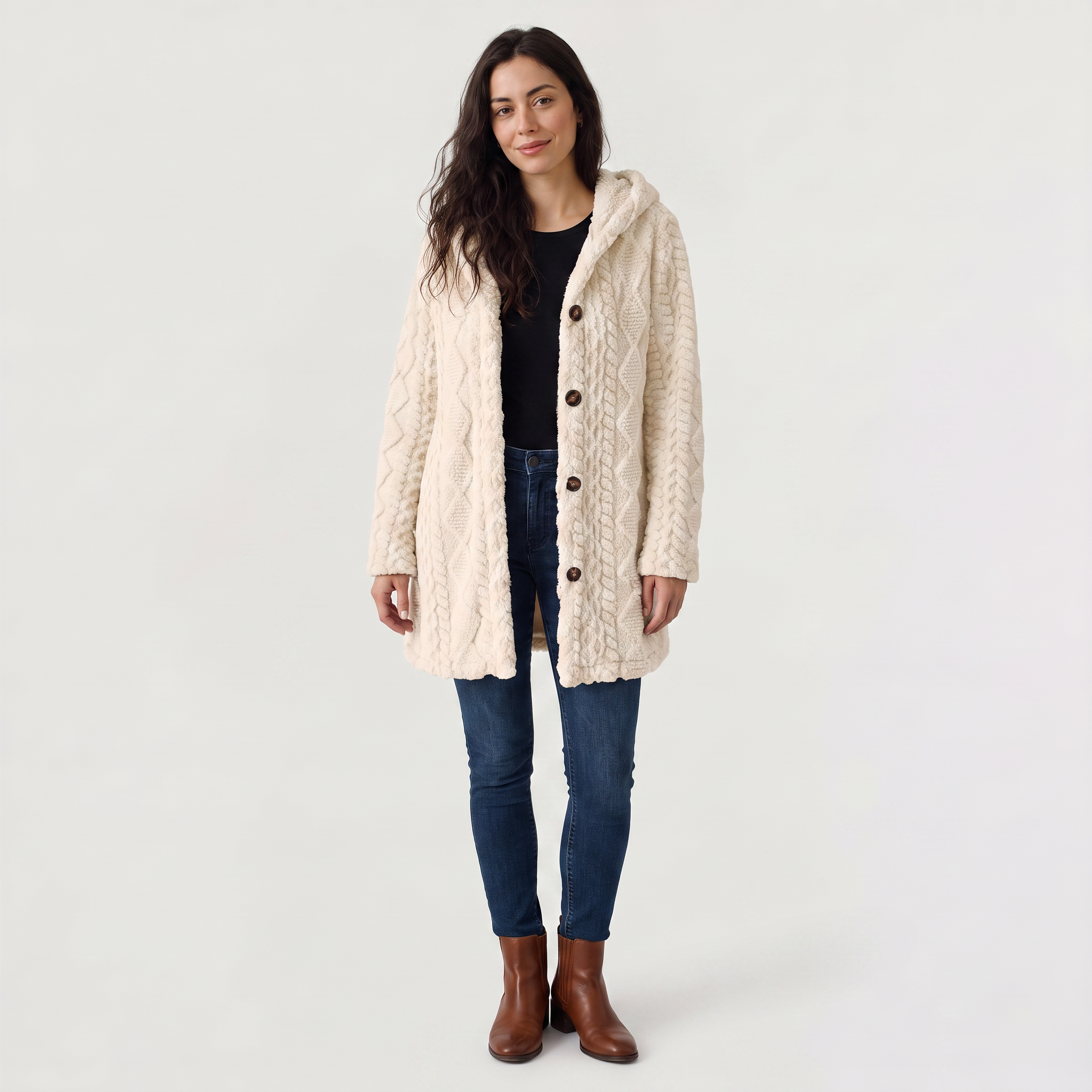 Women's Hooded Teddy Cardigan