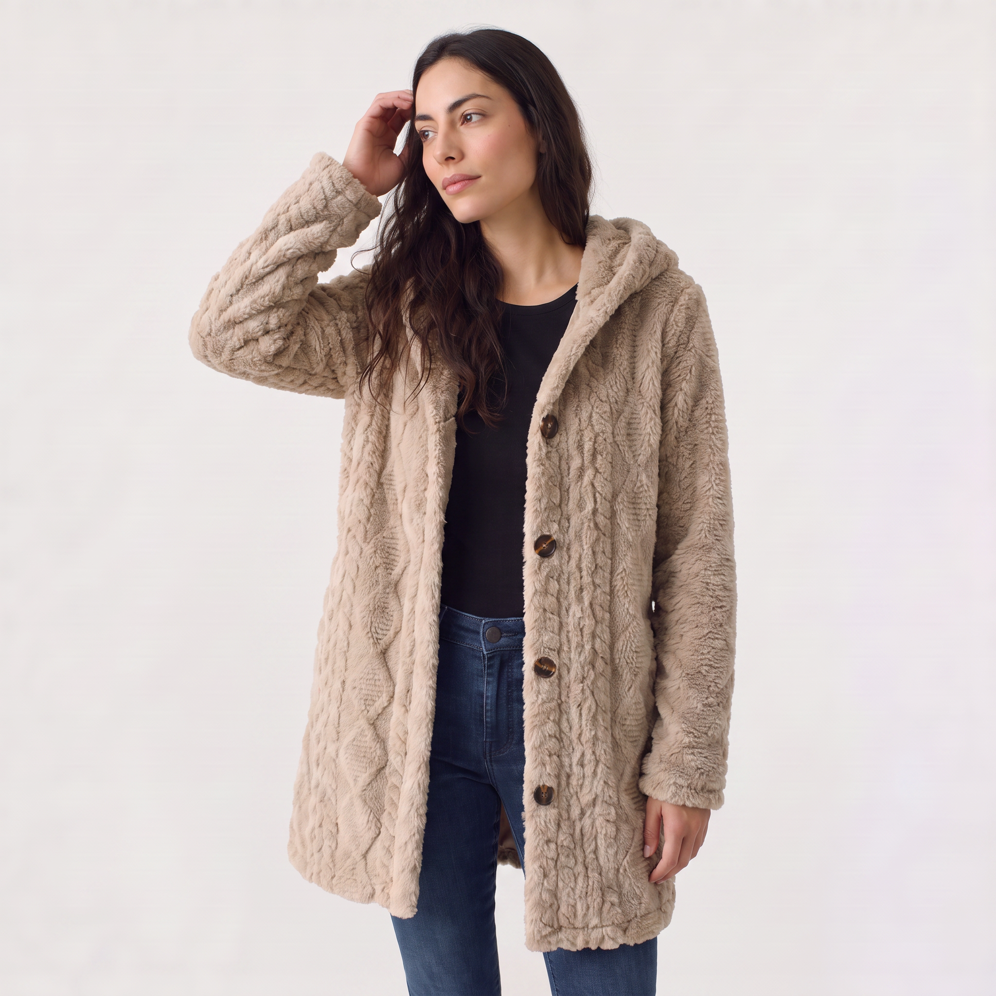 Women's Hooded Teddy Cardigan