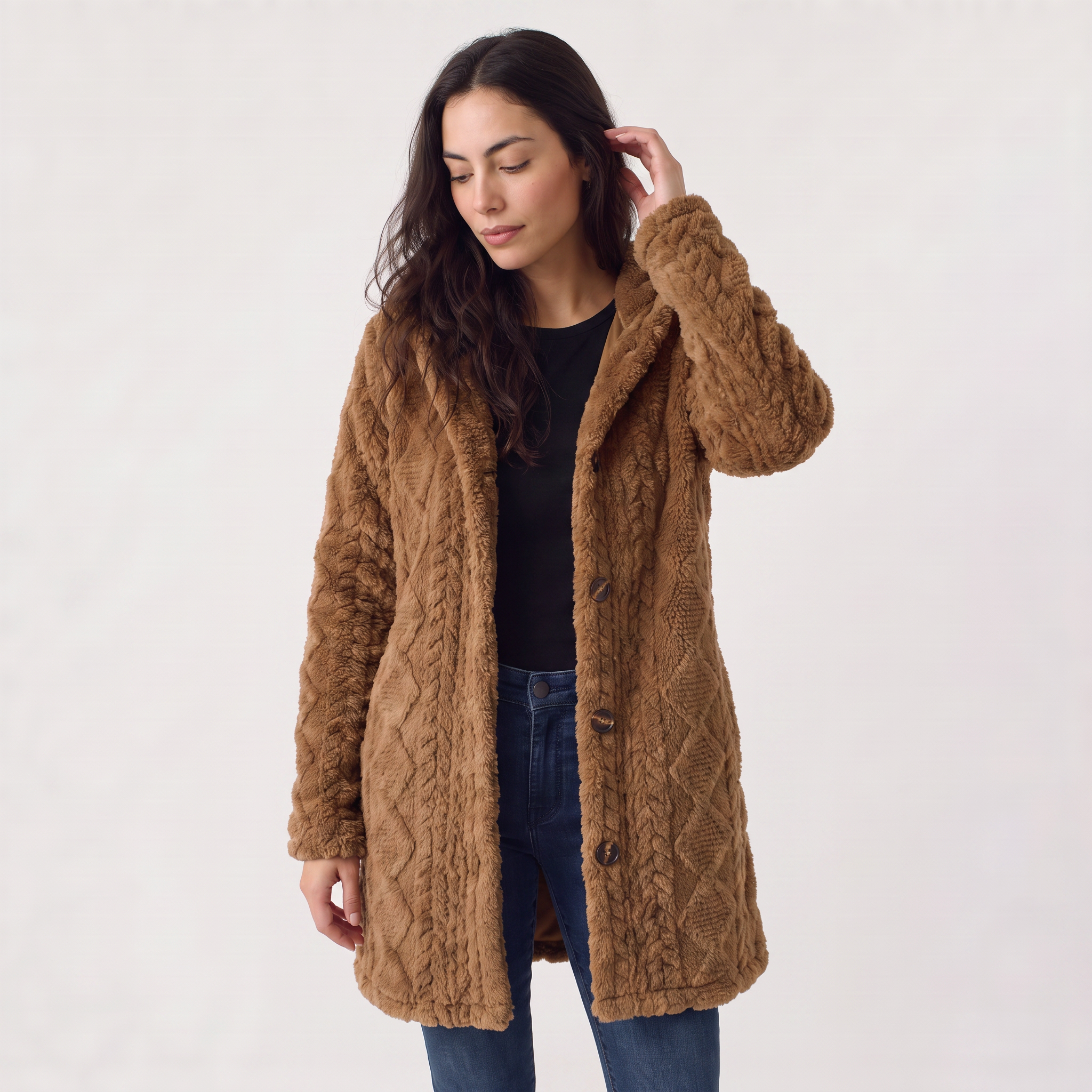 Women's Hooded Teddy Cardigan