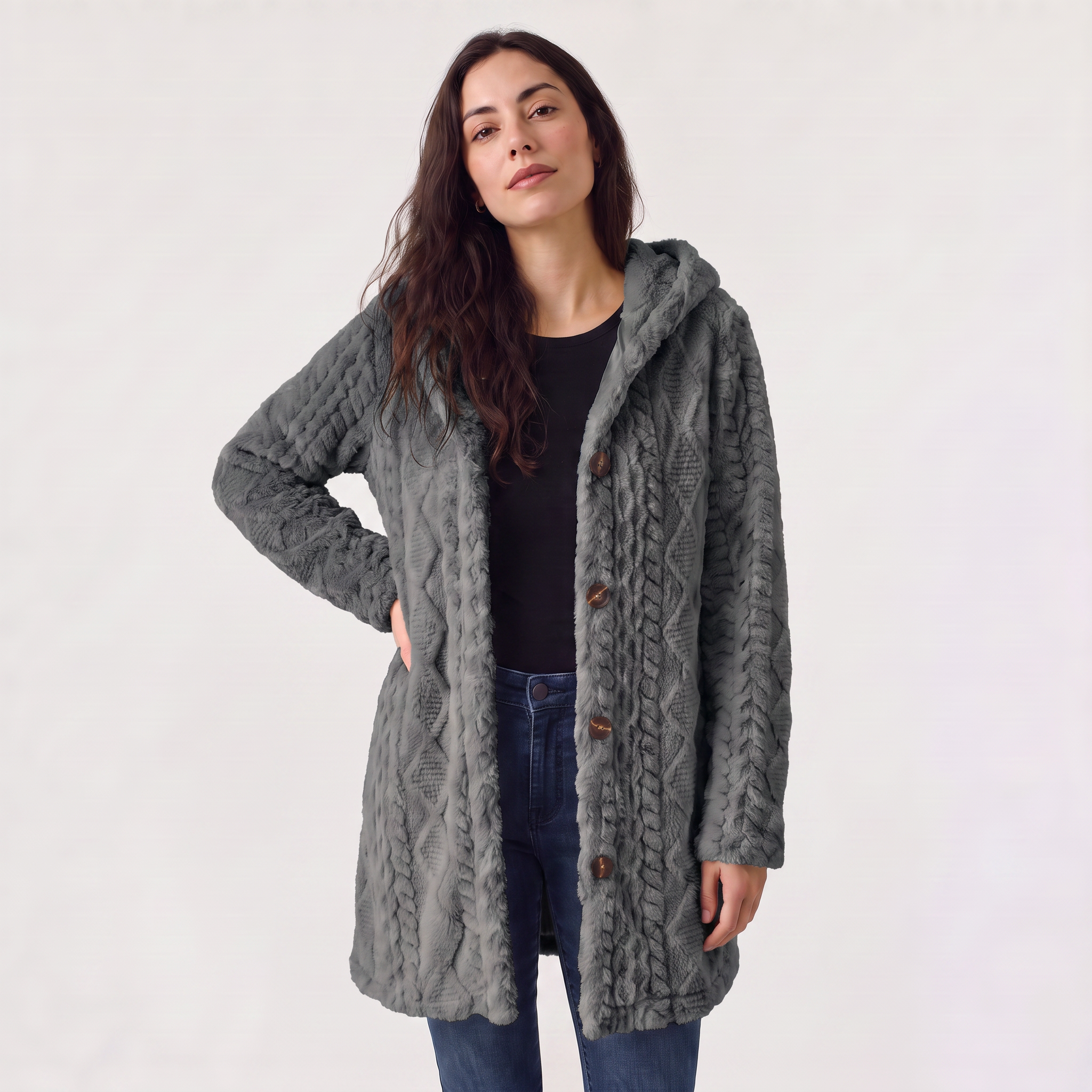 Women's Hooded Teddy Cardigan
