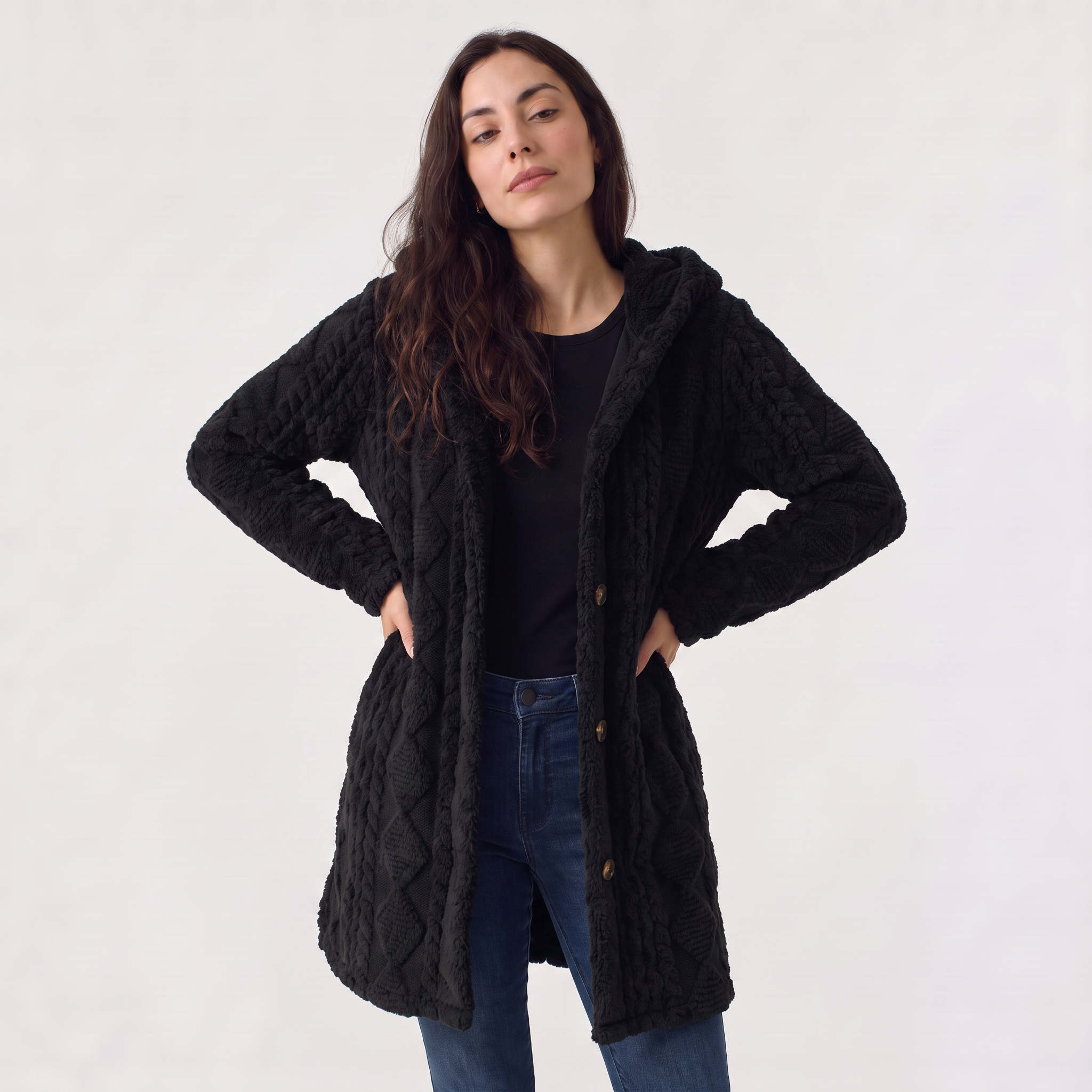 Women's Hooded Teddy Cardigan