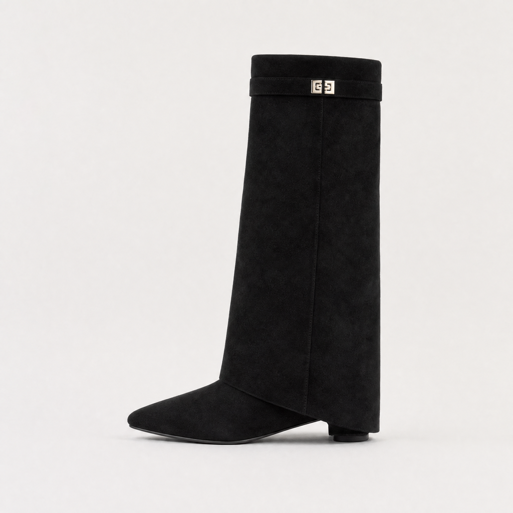 Women's Pointed-Toe Knee-High Boots - Block Heel