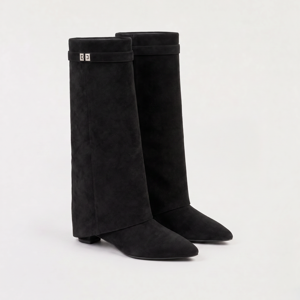 Women's Pointed-Toe Knee-High Boots - Block Heel