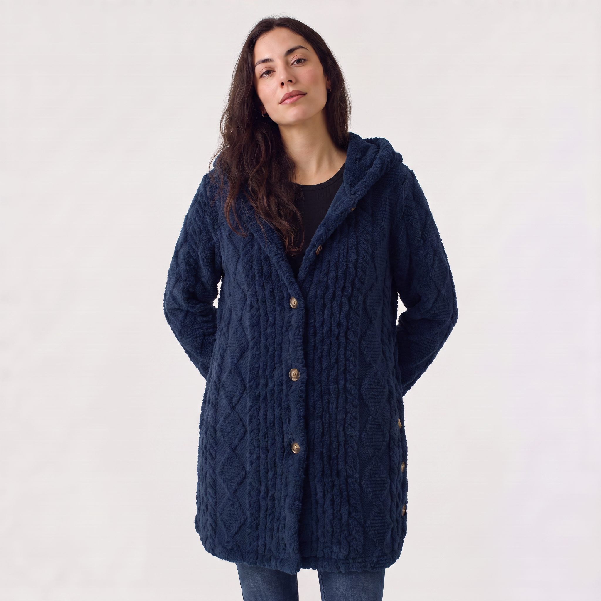 Women's Hooded Teddy Cardigan