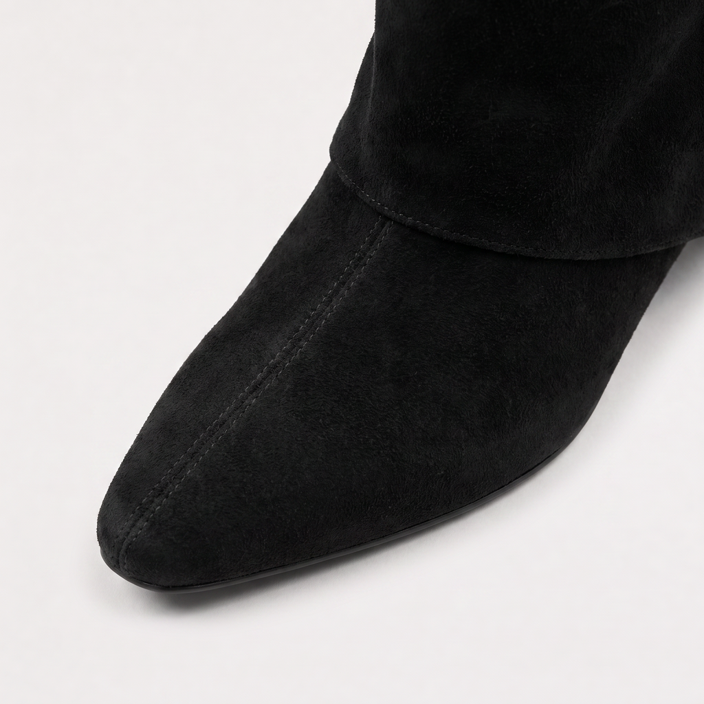 Women's Pointed-Toe Knee-High Boots - Block Heel