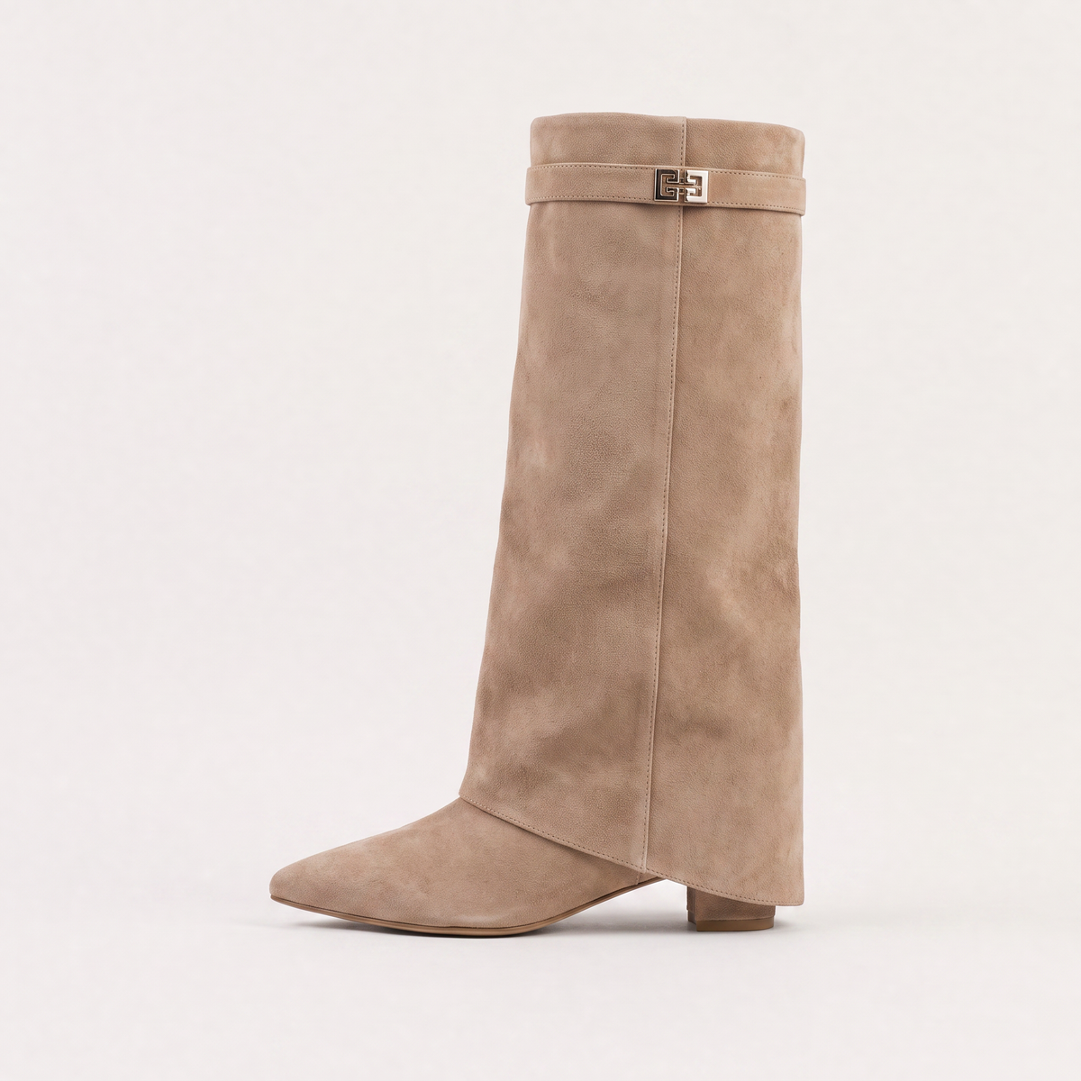 Women's Pointed-Toe Knee-High Boots - Block Heel