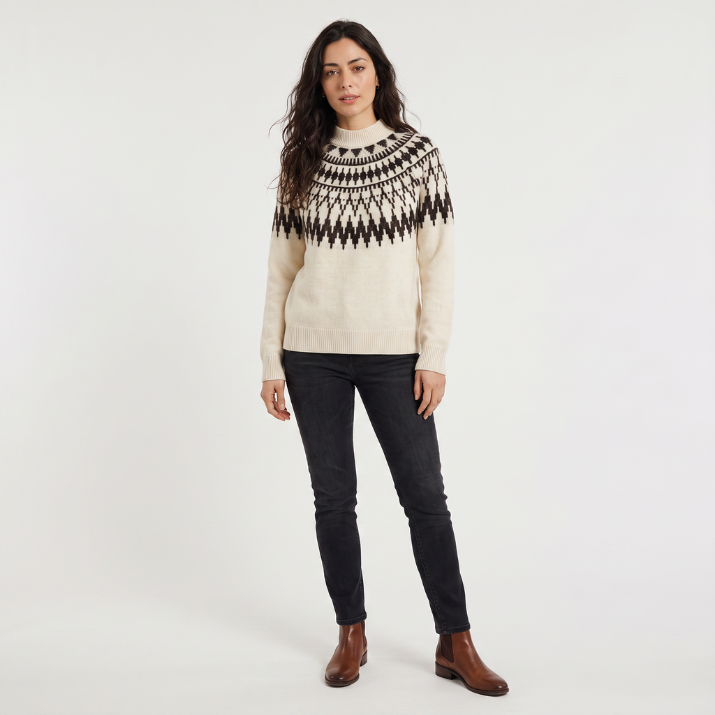 Women's Nordic Pattern Half-Neck Sweater