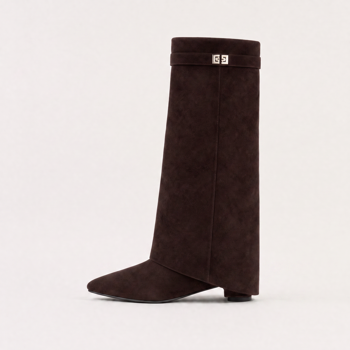 Women's Pointed-Toe Knee-High Boots - Block Heel