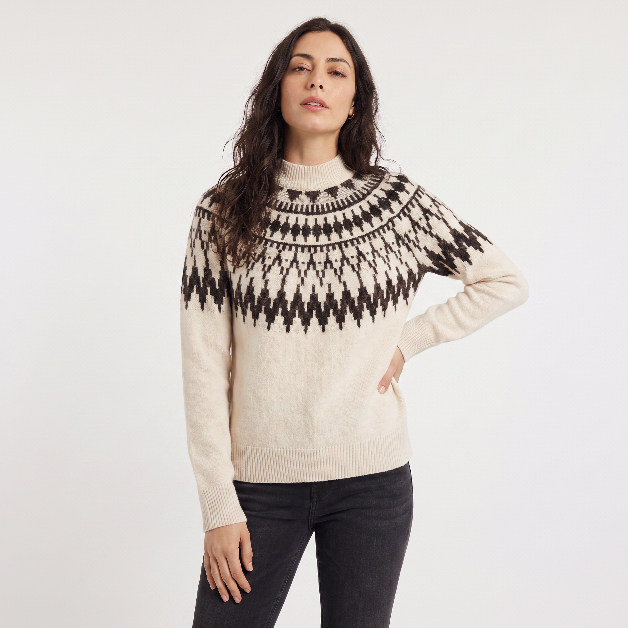Women's Nordic Pattern Half-Neck Sweater