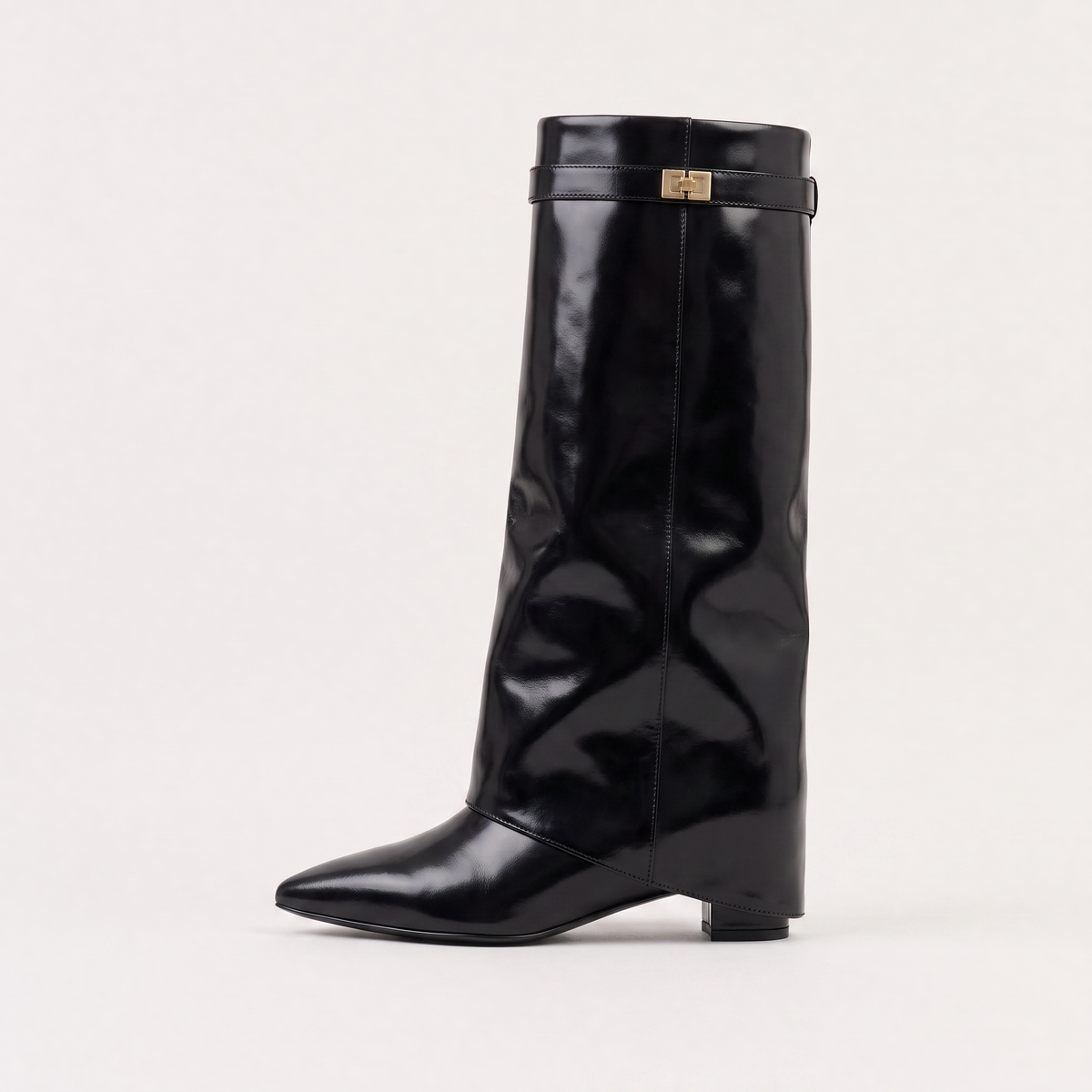 Women's Pointed-Toe Knee-High Boots - Block Heel