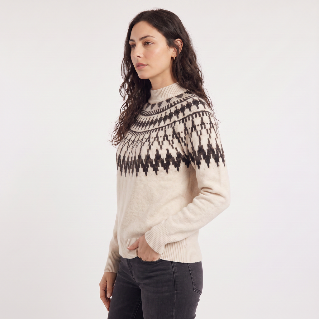 Women's Nordic Pattern Half-Neck Sweater