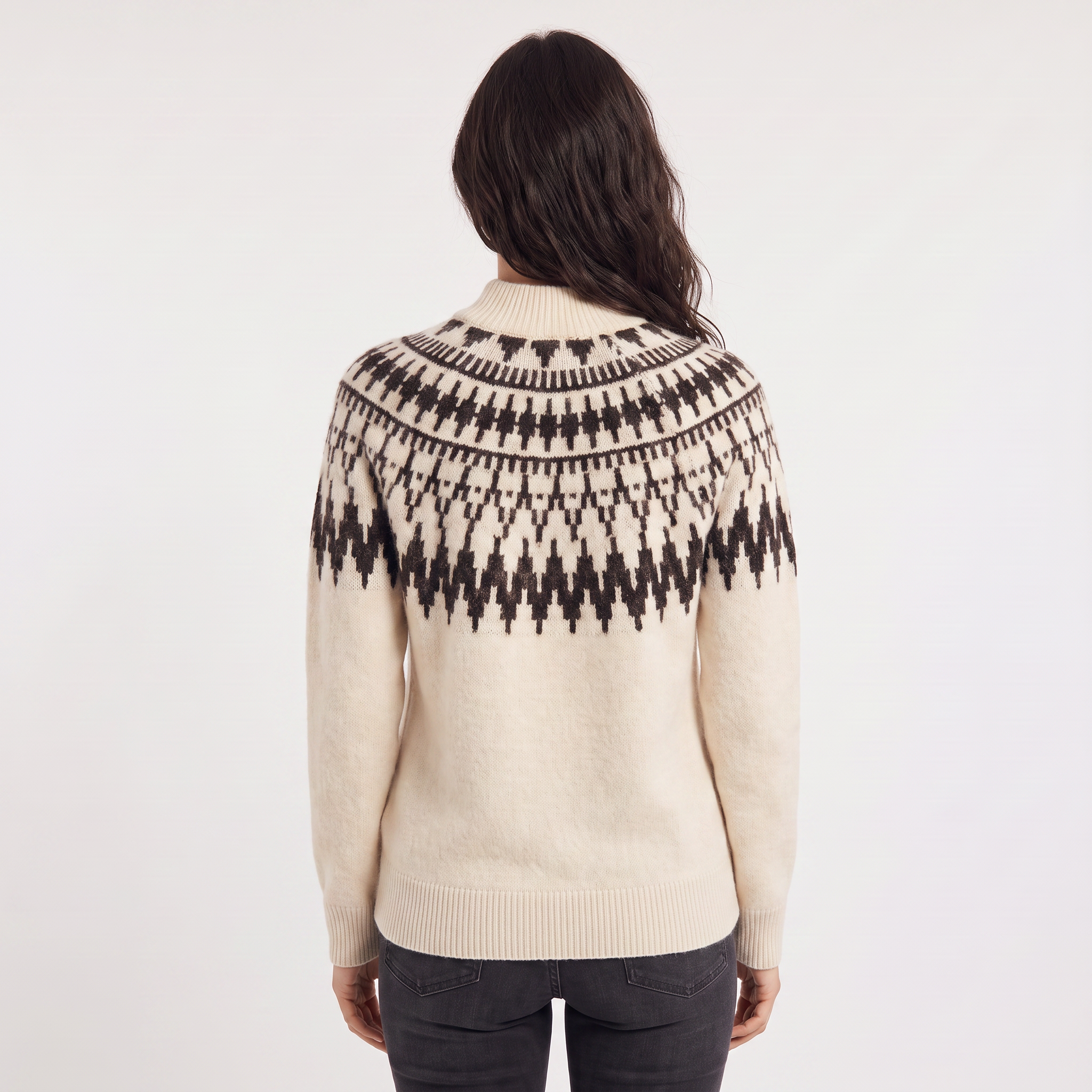 Women's Nordic Pattern Half-Neck Sweater