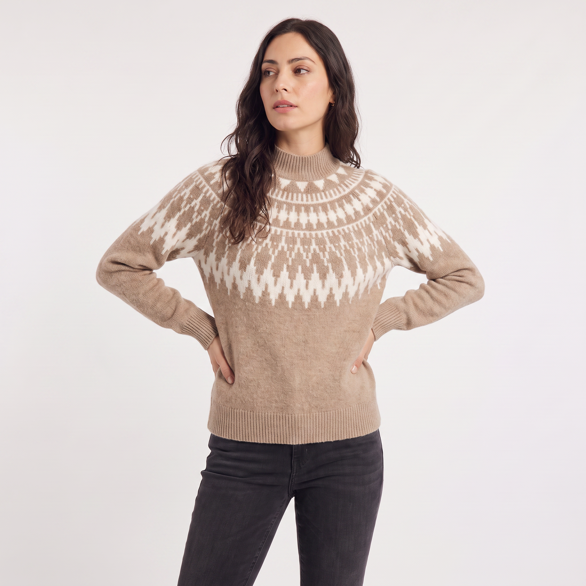 Women's Nordic Pattern Half-Neck Sweater