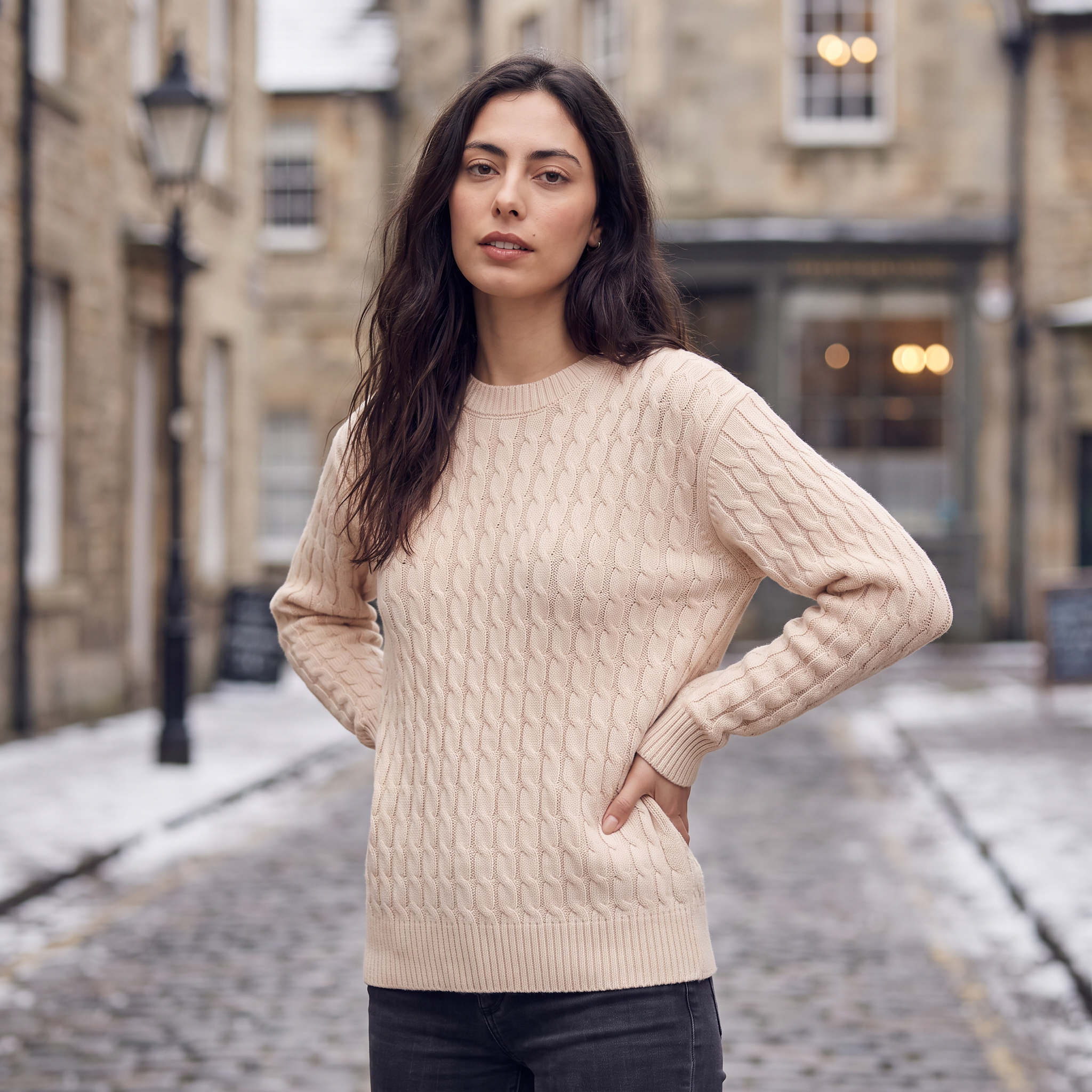 Women's Wool Oversized Cable Knit Sweater