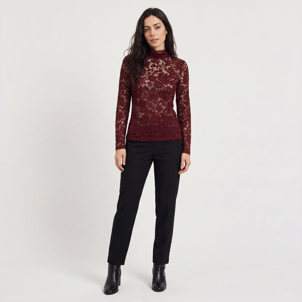 Women's Lace High-Neck Blouse