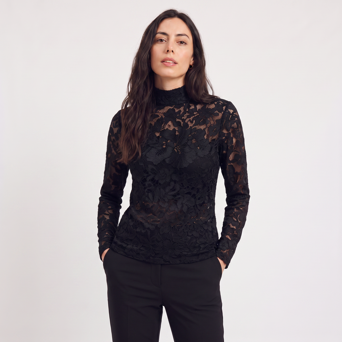 Women's Lace High-Neck Blouse