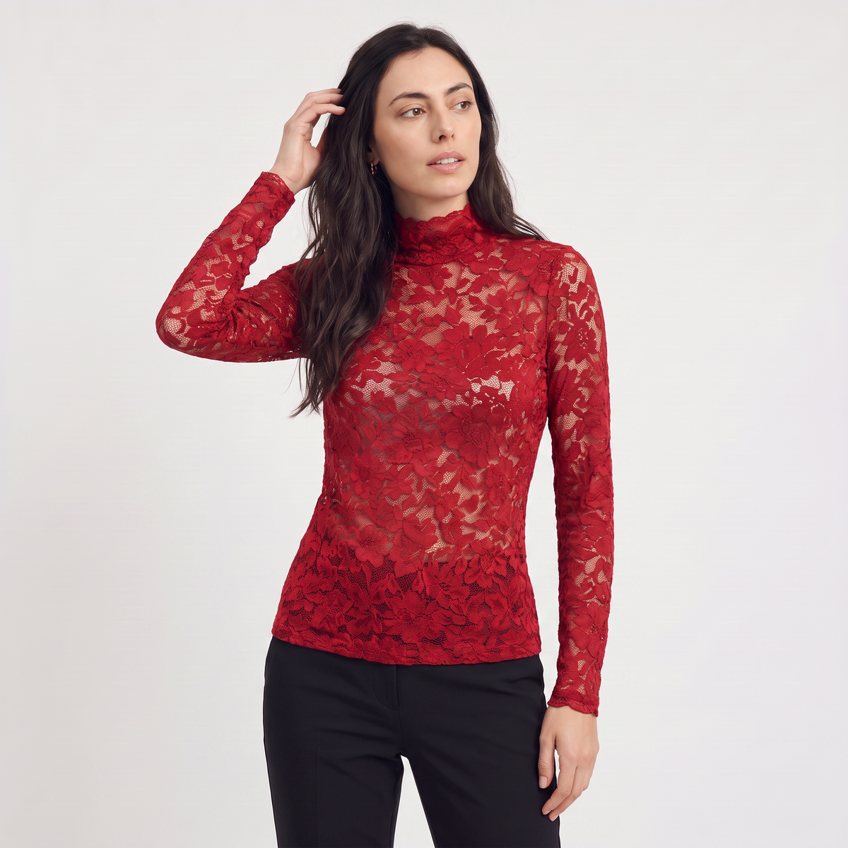 Women's Lace High-Neck Blouse