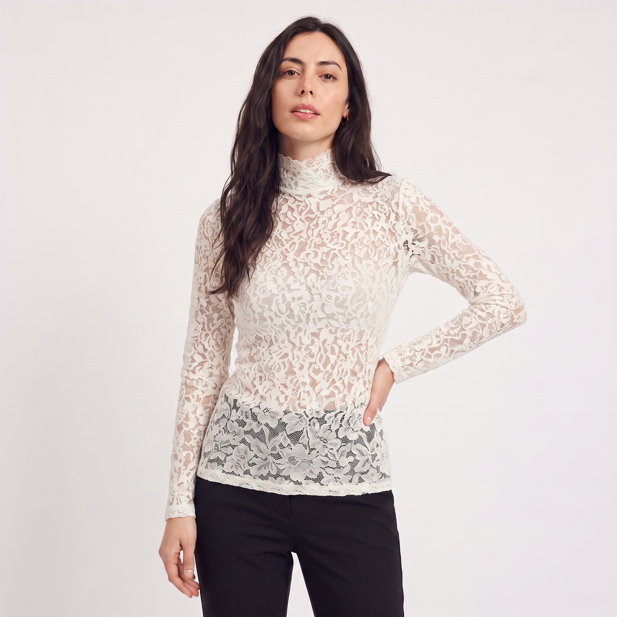 Women's Lace High-Neck Blouse