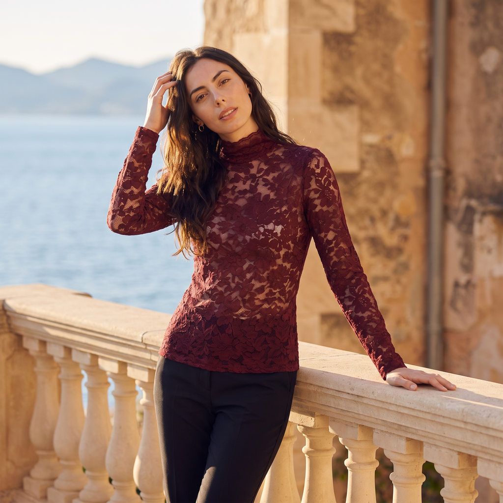 Women's Lace High-Neck Blouse