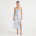 Women's Floral Tie Front Midi Dress