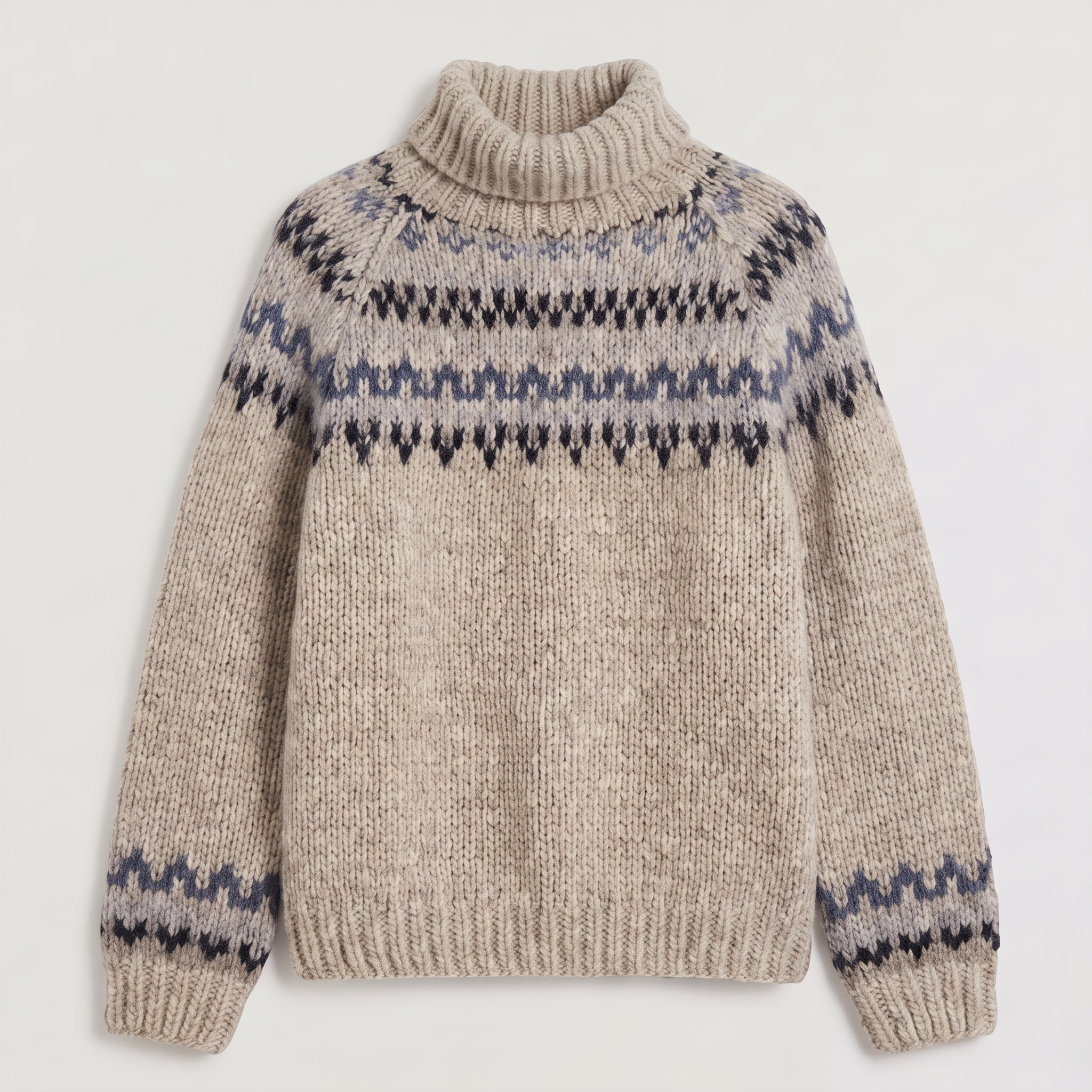 Women's Nordic Pattern Turtleneck Sweater - Vintage Style