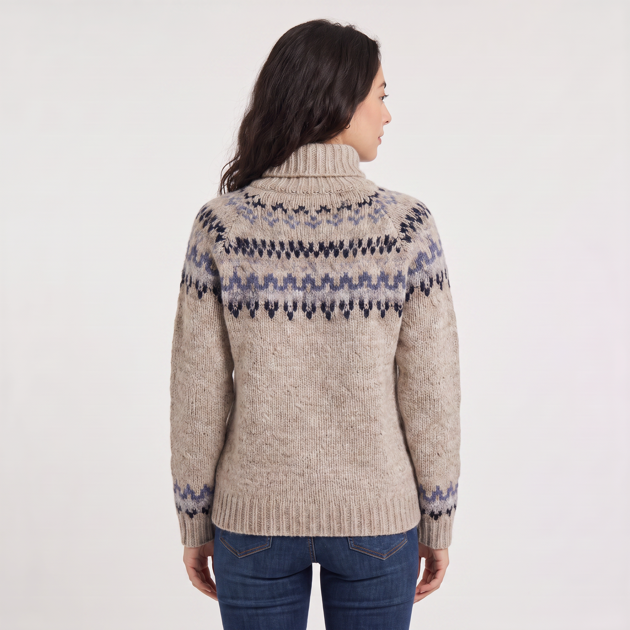 Women's Nordic Pattern Turtleneck Sweater - Vintage Style