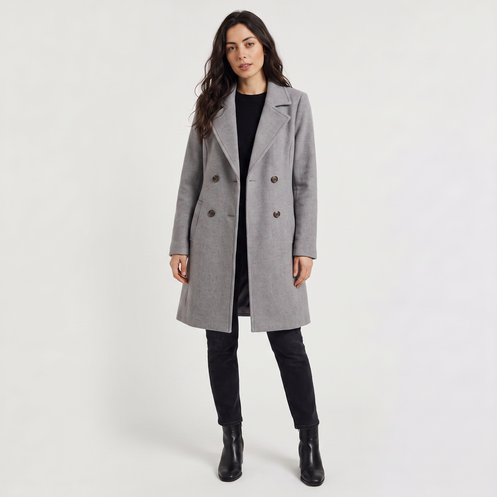 Women's Double-Breasted Wool Blend Coat